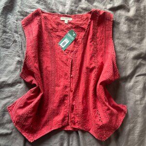 Earthbound Red Embroidered Vest